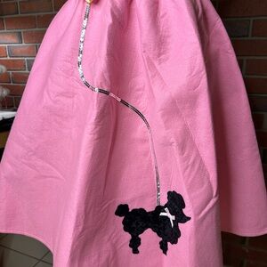 Pink Asymmetrical Skirt with Poodle Design